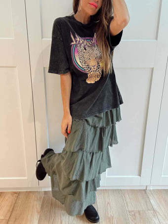 Camiseta Gráfica Oversize ROCK ANGEL Negro HEVE
