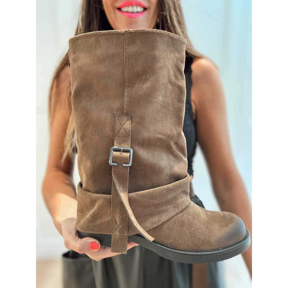 Bota Slouchy Efecto Ante JEYRA Marrón HEVE