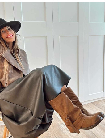 Bota Slouchy Efecto Ante JEYRA Marrón HEVE