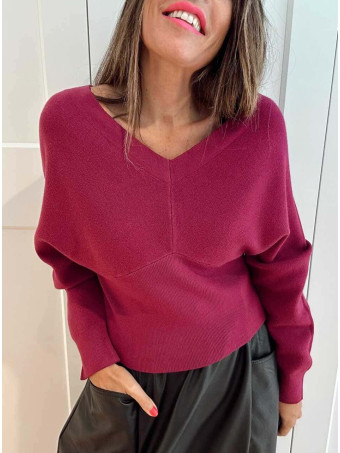 Punto Interlock Escote Pico TALVYN Berenjena HEVE