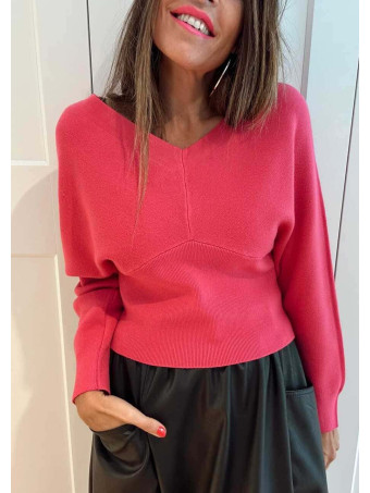 Punto Interlock Escote Pico TALVYN Fucsia HEVE