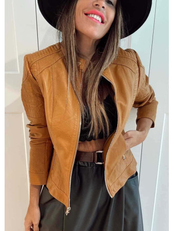 Cazadora Biker Polipiel ASKEY Ocre HEVE