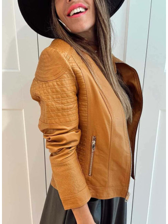 Cazadora Biker Polipiel ASKEY Ocre HEVE