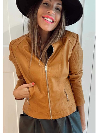 Cazadora Biker Polipiel ASKEY Ocre HEVE