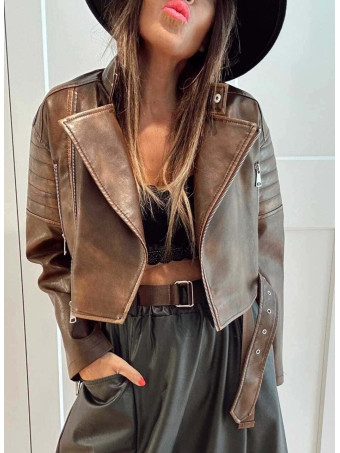 Biker Polipiel Cropped WALLNER Marrón HEVE