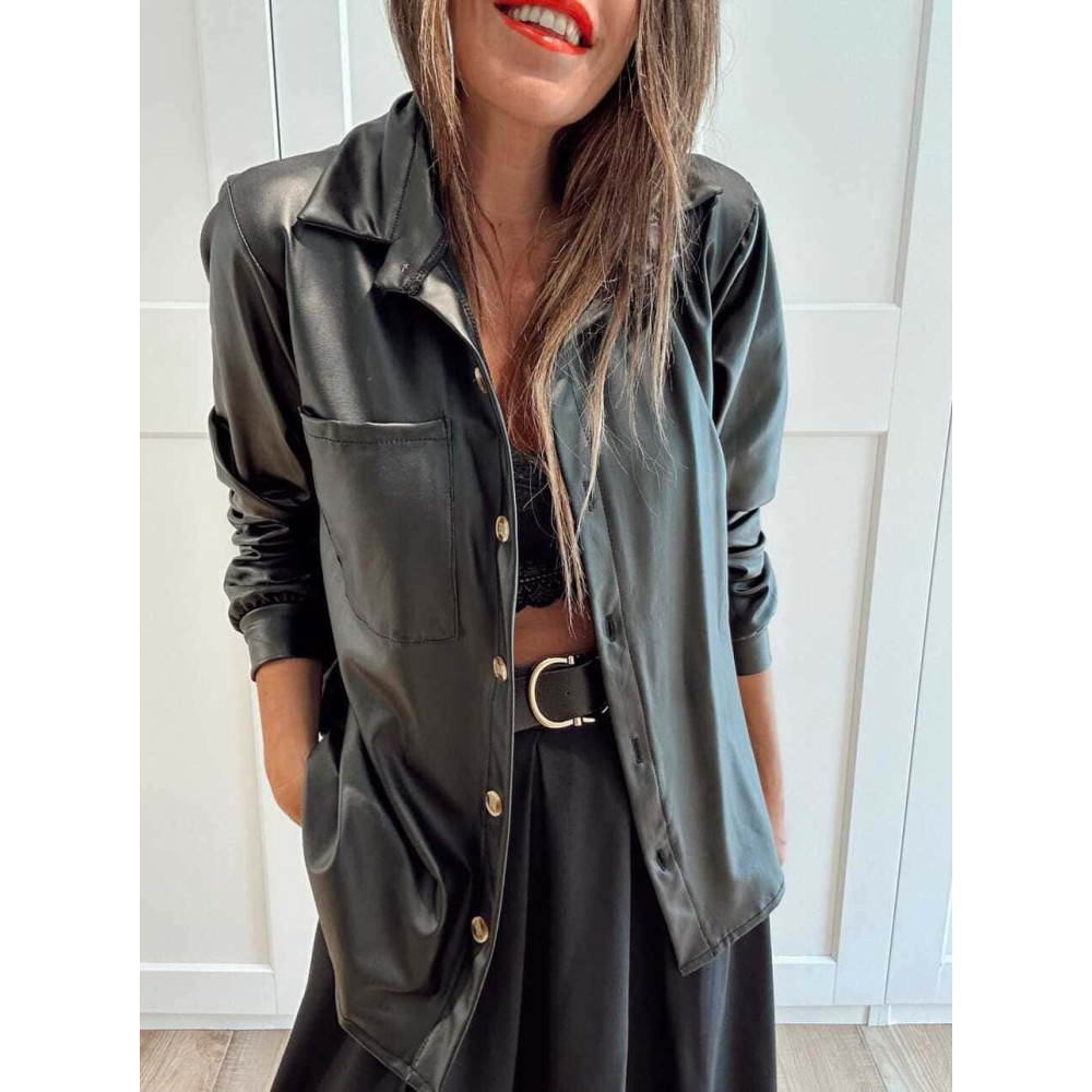 Camisa Polipiel SYRA Negro HEVE