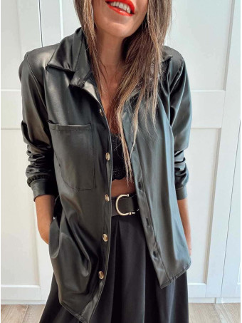 Camisa Polipiel SYRA Negro HEVE