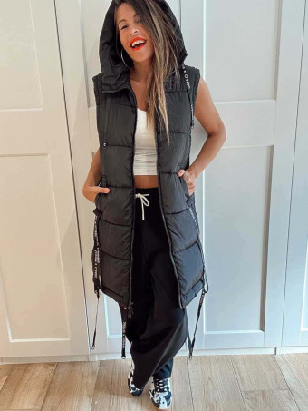 Chaleco Acolchado Capucha WOWSER Negro - OVERSIZE HEVE