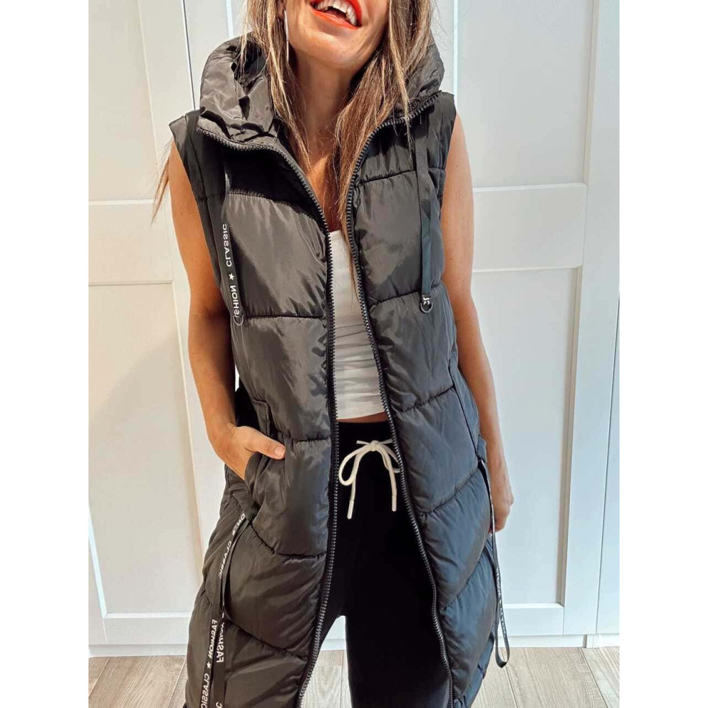 Chaleco Acolchado Capucha WOWSER Negro - OVERSIZE HEVE Chaleco Acolchado Capucha WOWSER Negro - OVERSIZE HEVE