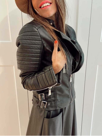 Cazadora Biker Polipiel NYTRIEL Negro HEVE