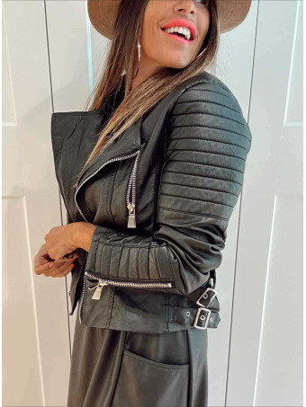 Cazadora Biker Polipiel NYTRIEL Negro HEVE