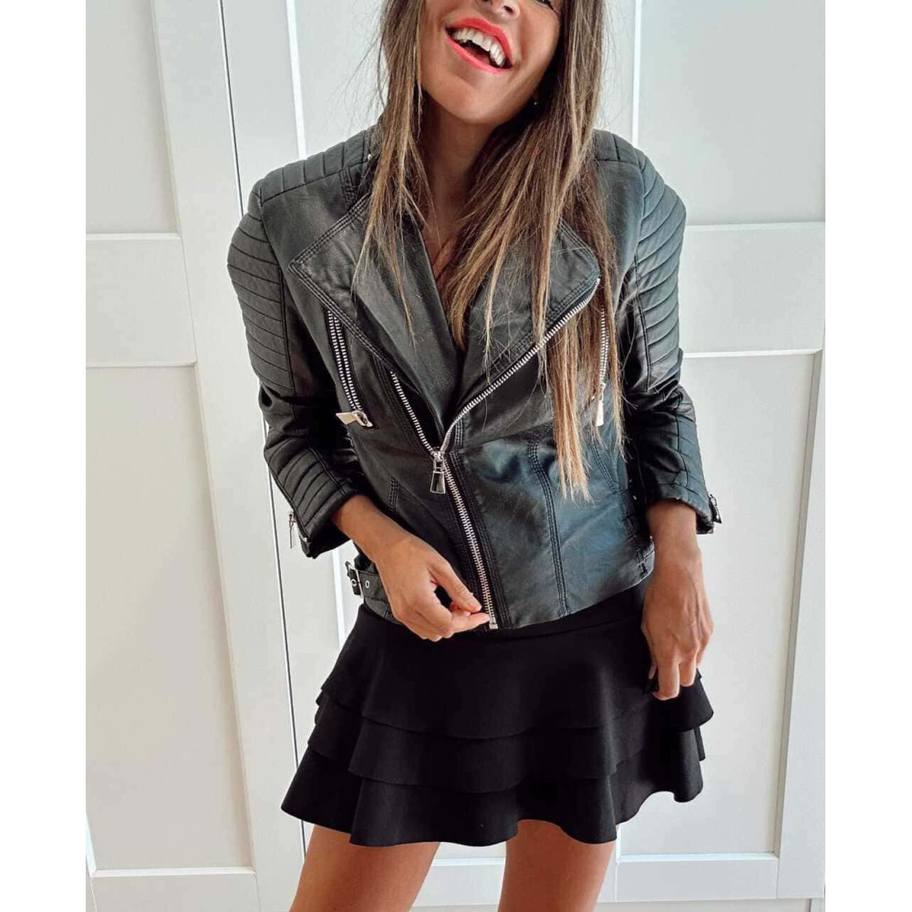 Cazadora Biker Polipiel NYTRIEL Negro - PETIT HEVE