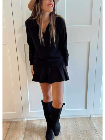 Falda Pantalón con Cinturón TWIVON Negro HEVE