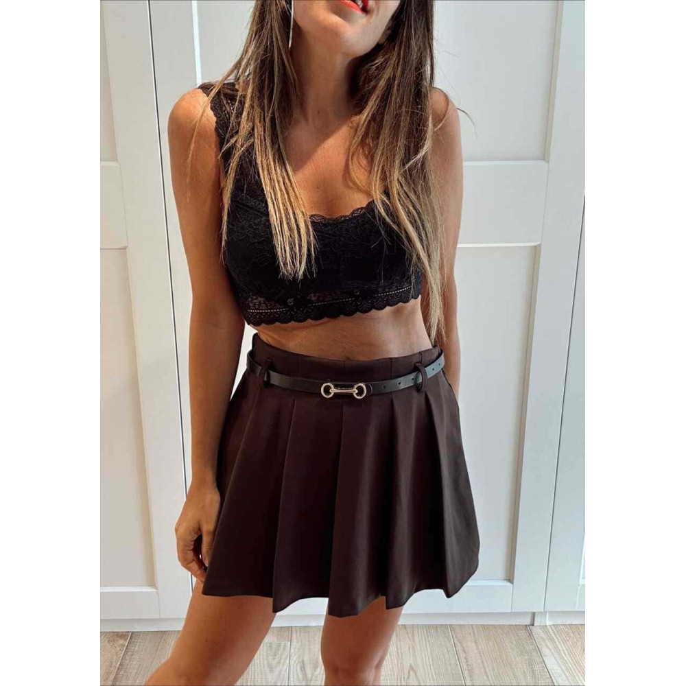 Falda Pantalón con Cinturón TWIVON Marrón HEVE Falda Pantalón con Cinturón TWIVON Marrón HEVE