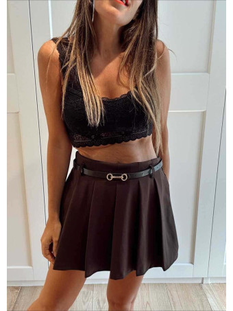 Falda Pantalón con Cinturón TWIVON Marrón HEVE