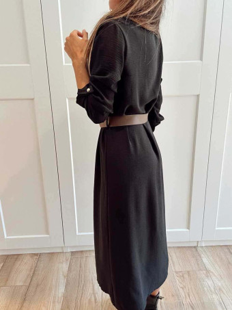 Vestido Camisero con Cinturón SILORA Negro HEVE