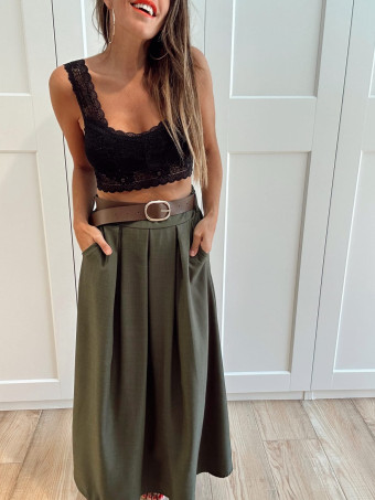 Falda Larga con Cinturón MIRENAI Verde Militar HEVE