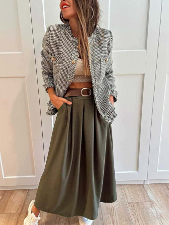 Falda Larga con Cinturón MIRENAI Verde Militar HEVE