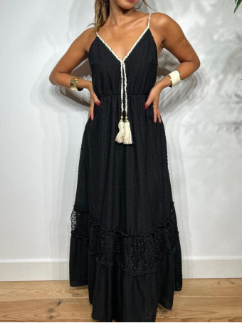 Vestido Boho Chic Plumeti LALYA Negro HEVE