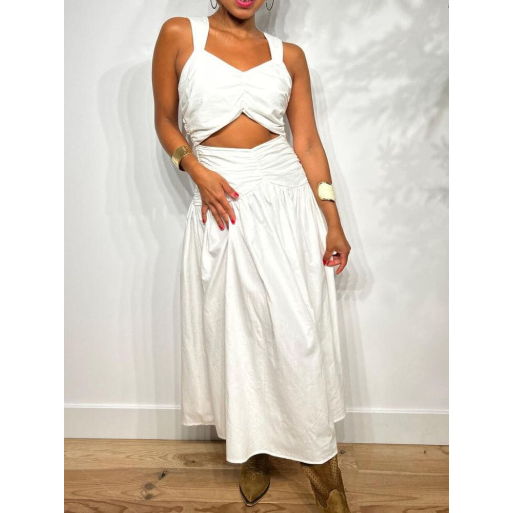 Vestido Cut Out Drapeado VOGUEL Blanco HEVE