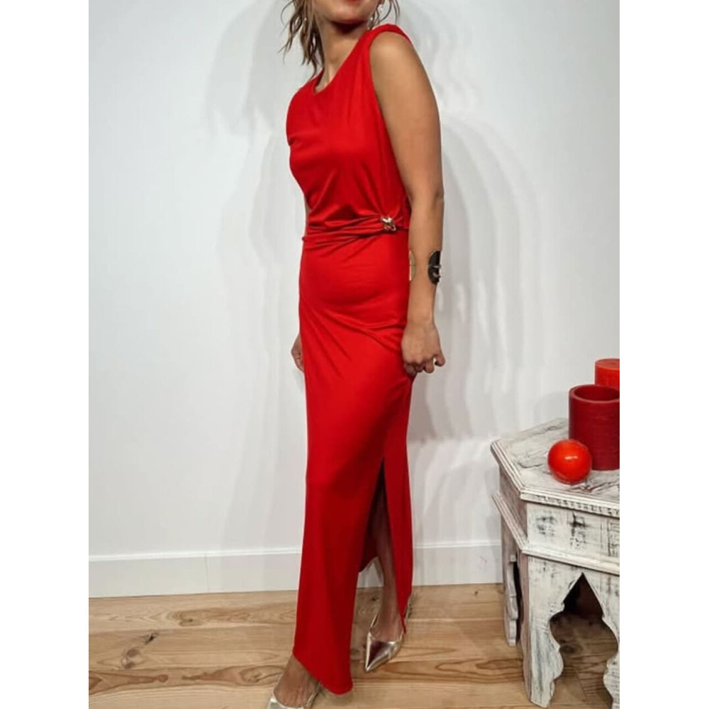 Vestido Entallado Drapeado JUSTINE Rojo HEVE