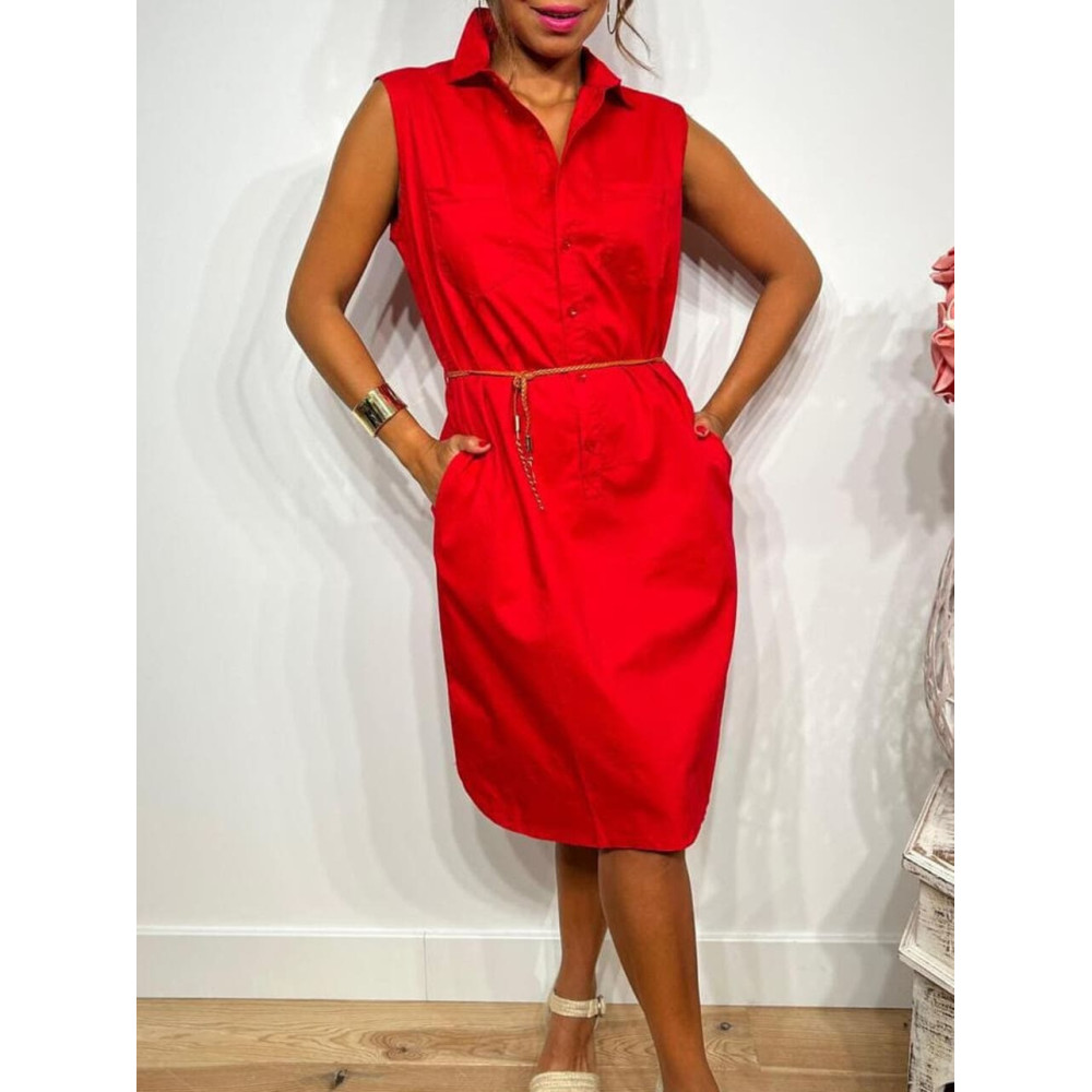 Vestido Camisero Popelín REYHANS Rojo HEVE