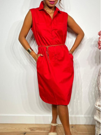 Vestido Camisero Popelín REYHANS Rojo HEVE