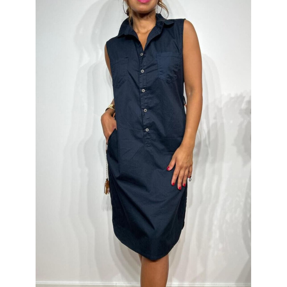 Vestido Camisero Popelín REYHANS Marino HEVE
