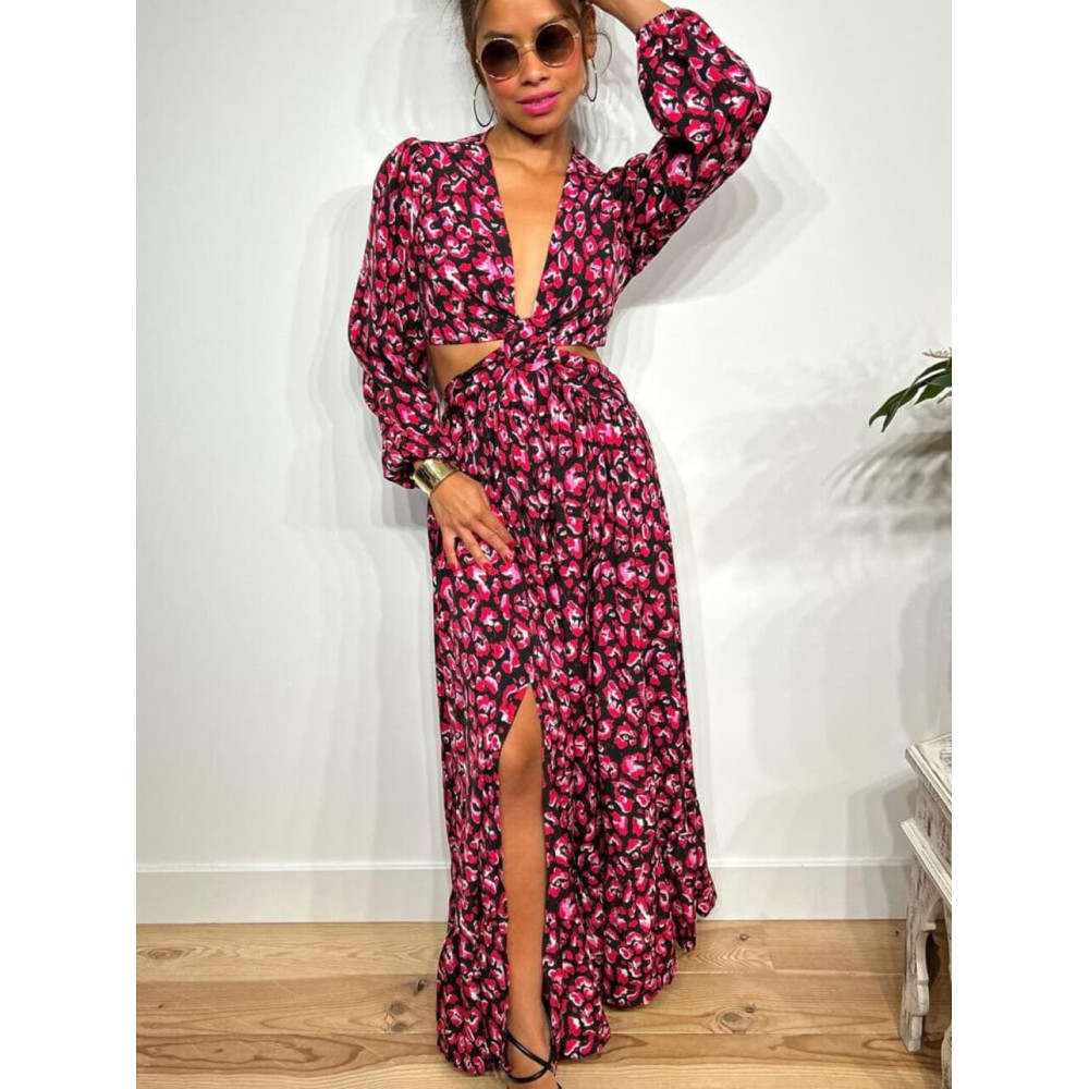 Vestido Cut Out Estampado Print RAWRA Negro HEVE