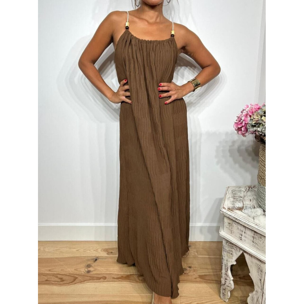 Vestido Oversize Abalorios RAKYAT Marrón HEVE