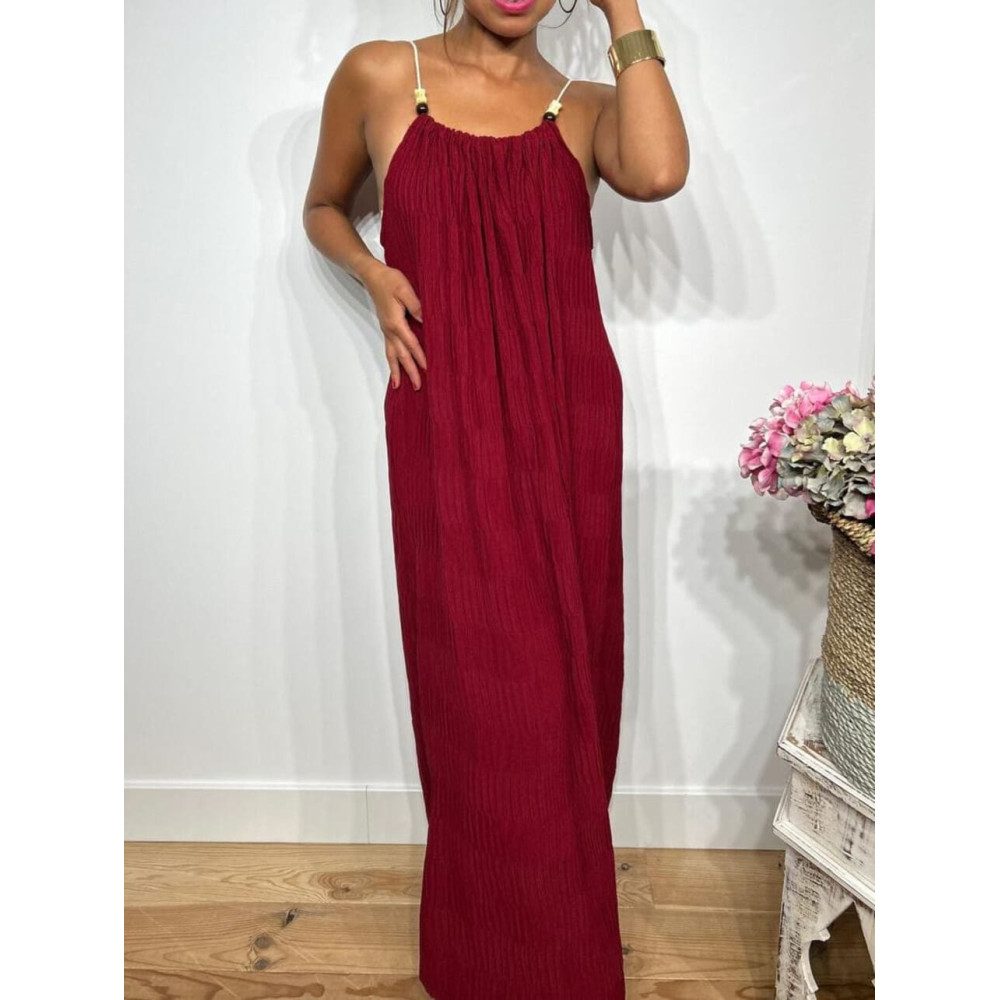 Vestido Oversize Abalorios RAKYAT Burdeos HEVE Vestido Oversize Abalorios RAKYAT Burdeos HEVE