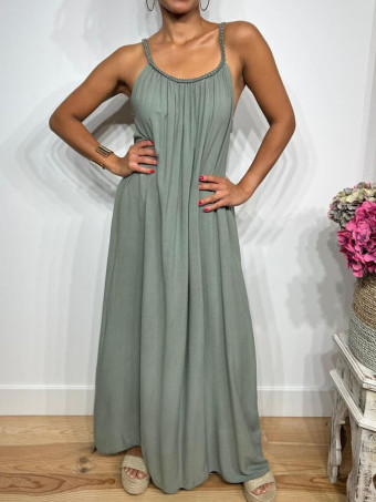 Vestido Largo Tirante Trenzado DYANDRA Khaki HEVE