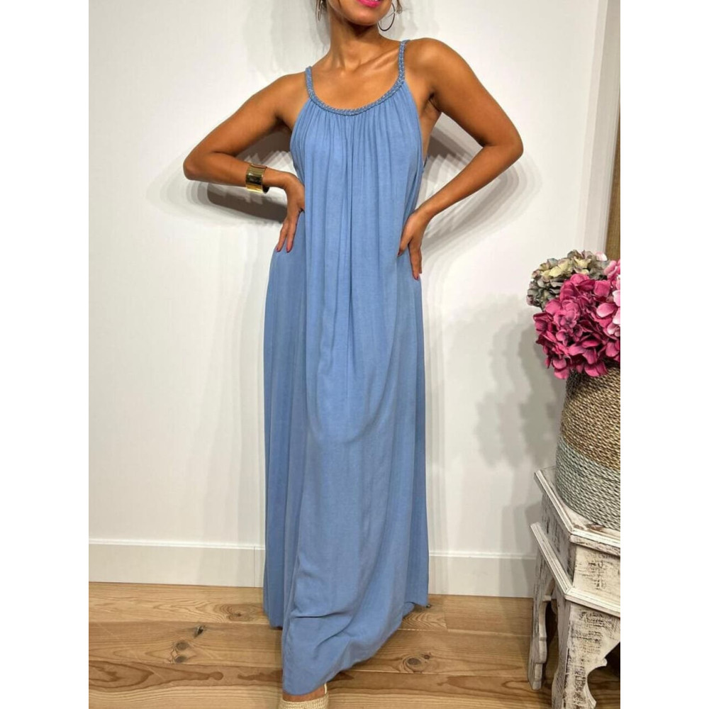 Vestido Largo Tirante Trenzado DYANDRA Azul HEVE