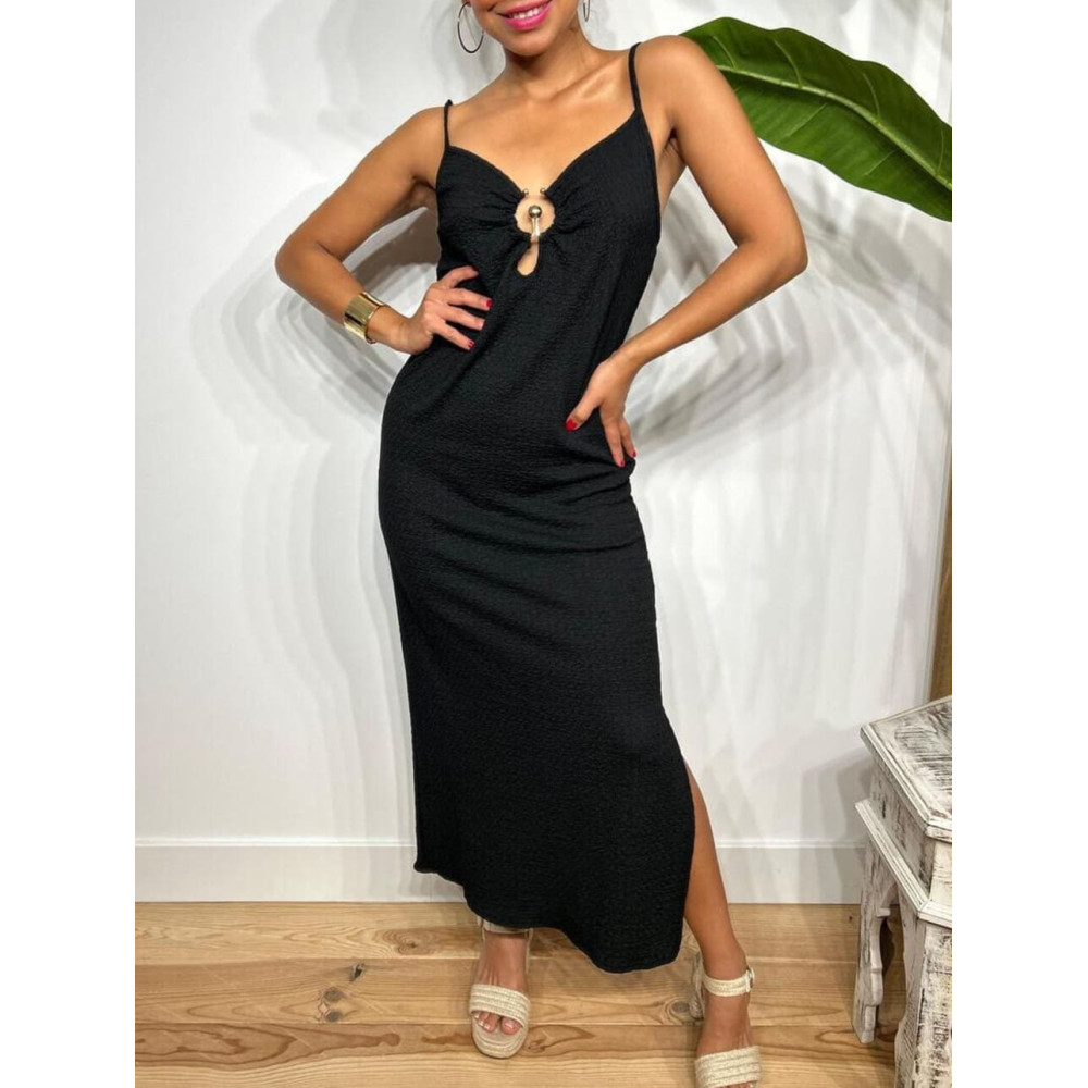 Vestido Estructura Arandela MARTEL Negro HEVE Vestido Estructura Arandela MARTEL Negro HEVE