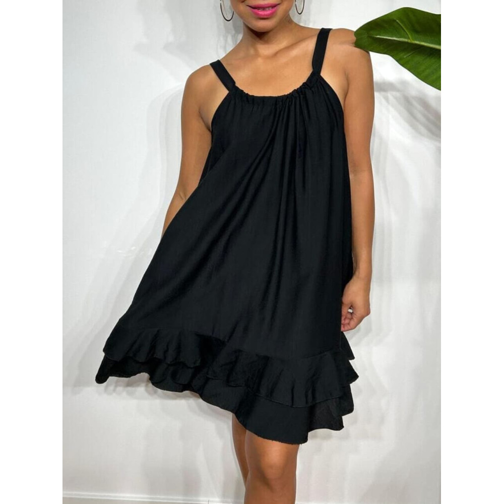 Vestido Corto Volantes AMBYAR Negro HEVE