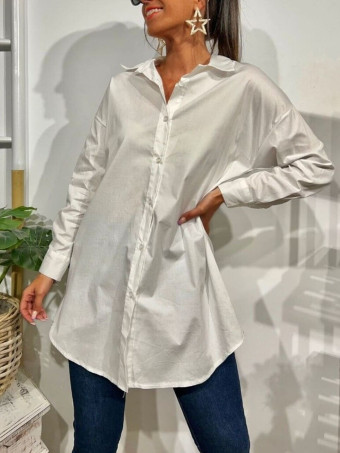 Camisa Básica Extra-Long SOFÍA Blanco HEVE