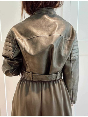 Biker Polipiel Cropped WALLNER Verde Militar HEVE