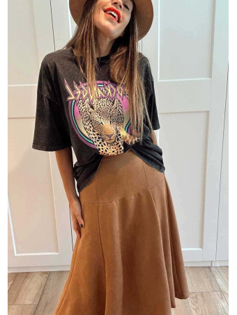 Falda Larga Efecto Ante LYZANDRA Camel HEVE