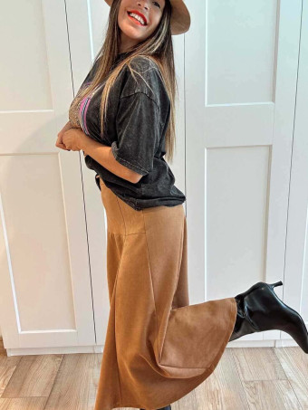 Falda Larga Efecto Ante LYZANDRA Camel HEVE