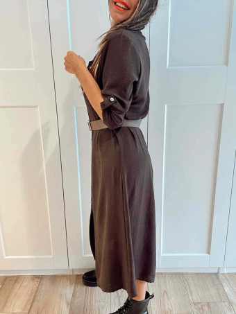 Vestido Camisero con Cinturón SILORA Marrón HEVE
