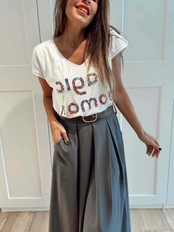 Falda Larga con Cinturón MIRENAI Gris