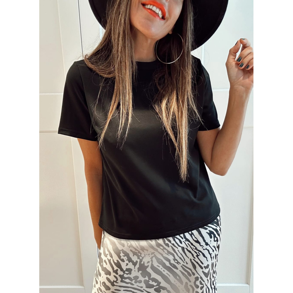 Camiseta Básica Algodón TAISEL Negro HEVE