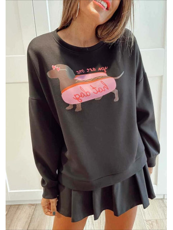 Sudadera Soft Touch YOU ARE ONE HOT DOG Negro HEVE