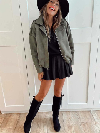 Chaqueta Efecto Ante CREWEL Verde Militar HEVE