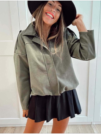 Chaqueta Efecto Ante CREWEL Verde Militar HEVE