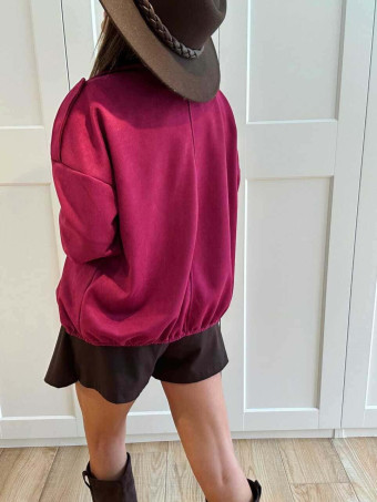 Chaqueta Efecto Ante CREWEL Berenjena HEVE
