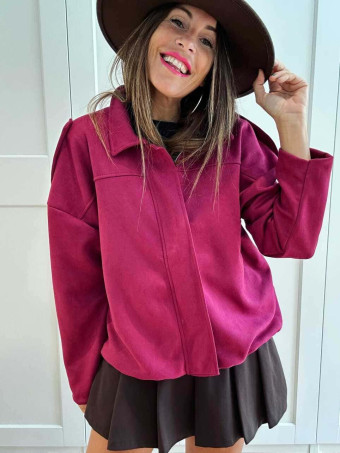 Chaqueta Efecto Ante CREWEL Berenjena HEVE