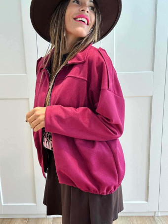 Chaqueta Efecto Ante CREWEL Berenjena HEVE