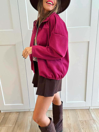Chaqueta Efecto Ante CREWEL Berenjena HEVE