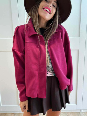 Chaqueta Efecto Ante CREWEL Berenjena HEVE